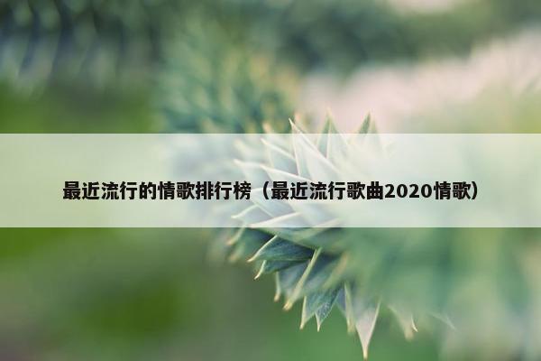 最近流行的情歌排行榜（最近流行歌曲2020情歌）