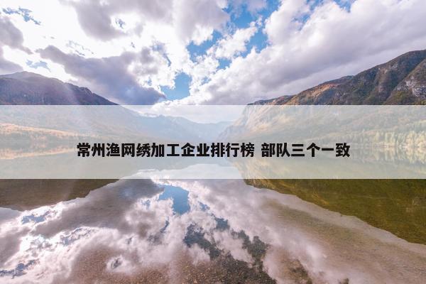 常州渔网绣加工企业排行榜 部队三个一致