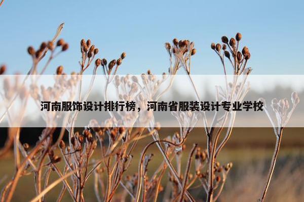 河南服饰设计排行榜，河南省服装设计专业学校