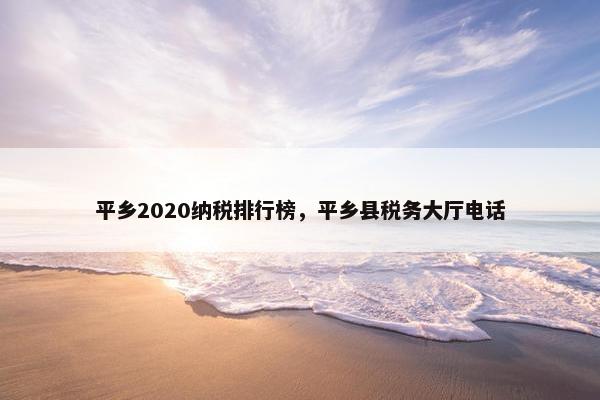 平乡2020纳税排行榜，平乡县税务大厅电话