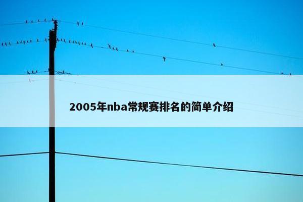 2005年nba常规赛排名的简单介绍