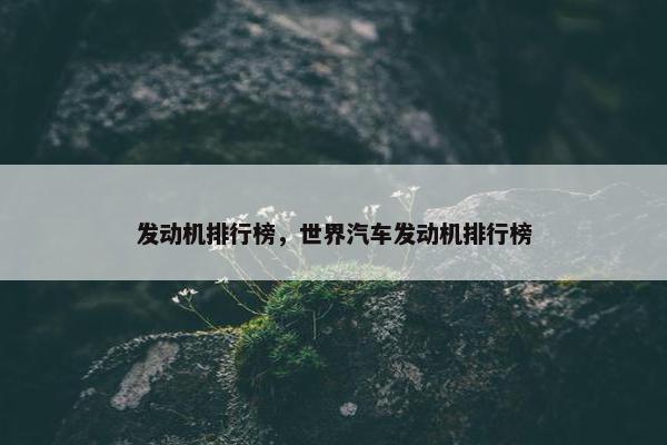 发动机排行榜，世界汽车发动机排行榜