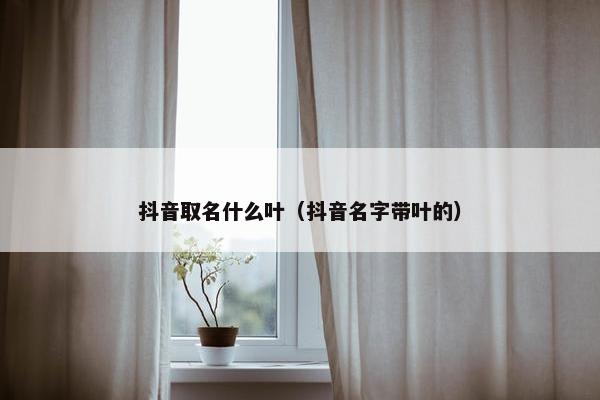 抖音取名什么叶（抖音名字带叶的）