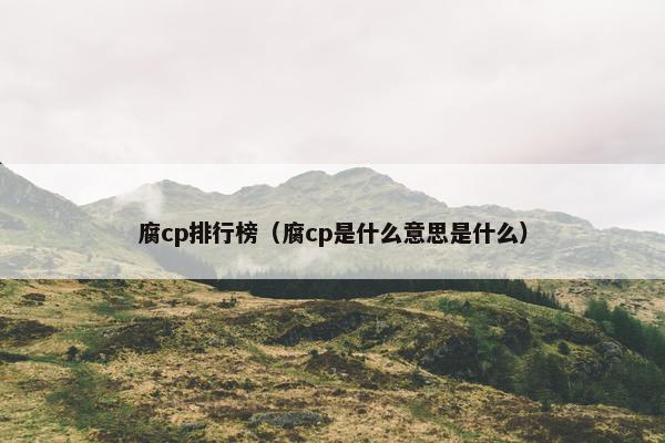 腐cp排行榜（腐cp是什么意思是什么）