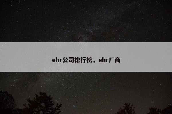 ehr公司排行榜，ehr厂商