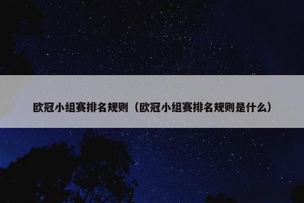 欧冠小组赛排名规则（欧冠小组赛排名规则是什么）