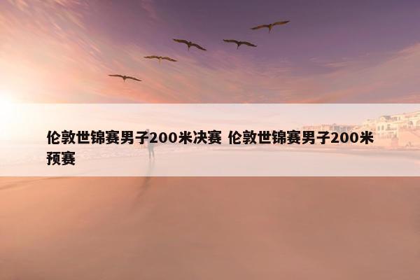 伦敦世锦赛男子200米决赛 伦敦世锦赛男子200米预赛