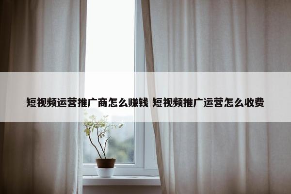 短视频运营推广商怎么赚钱 短视频推广运营怎么收费