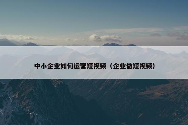 中小企业如何运营短视频（企业做短视频）