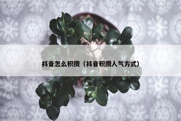 抖音怎么积攒（抖音积攒人气方式）