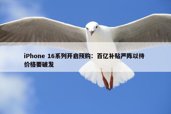 iPhone 16系列开启预购：百亿补贴严阵以待 价格要破发