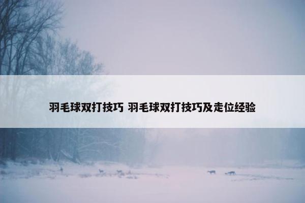 羽毛球双打技巧 羽毛球双打技巧及走位经验