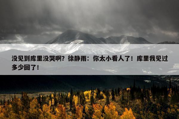 没见到库里没哭啊？徐静雨：你太小看人了！库里我见过多少回了！