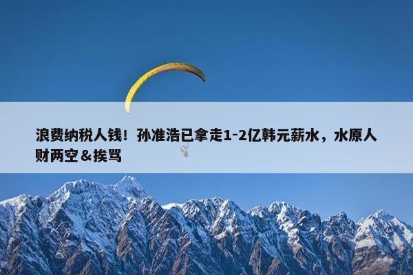 浪费纳税人钱！孙准浩已拿走1-2亿韩元薪水，水原人财两空＆挨骂