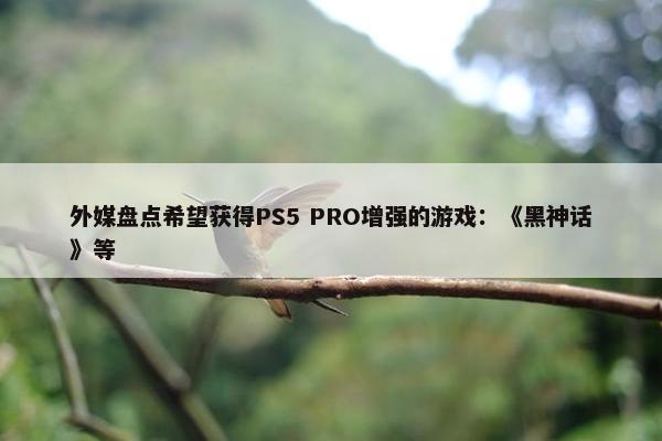 外媒盘点希望获得PS5 PRO增强的游戏：《黑神话》等