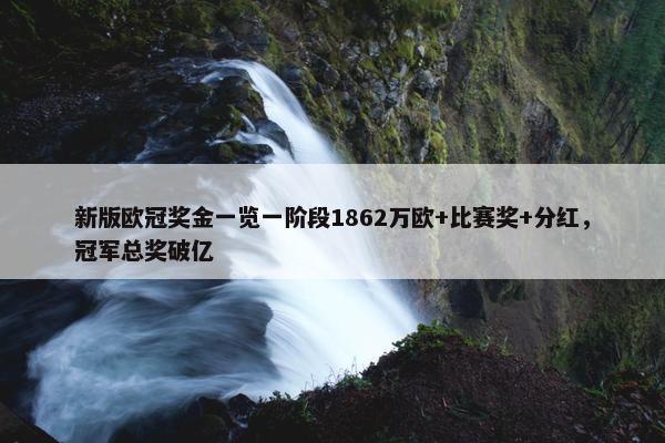 新版欧冠奖金一览一阶段1862万欧+比赛奖+分红，冠军总奖破亿