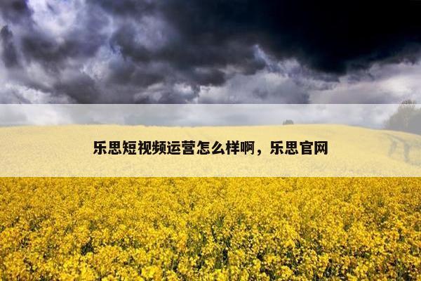 乐思短视频运营怎么样啊，乐思官网