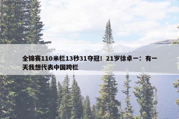 全锦赛110米栏13秒31夺冠！21岁徐卓一：有一天我想代表中国跨栏