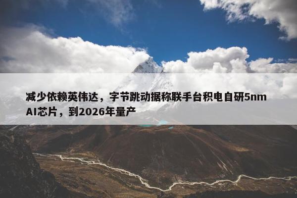 减少依赖英伟达，字节跳动据称联手台积电自研5nm AI芯片，到2026年量产