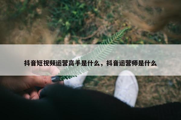 抖音短视频运营高手是什么，抖音运营师是什么