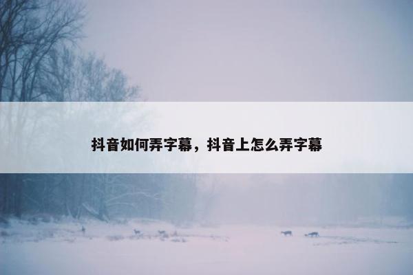 抖音如何弄字幕，抖音上怎么弄字幕