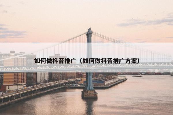 如何做抖音推广（如何做抖音推广方案）