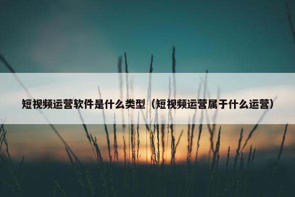 短视频运营软件是什么类型（短视频运营属于什么运营）