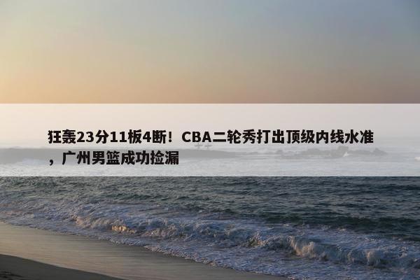 狂轰23分11板4断！CBA二轮秀打出顶级内线水准，广州男篮成功捡漏