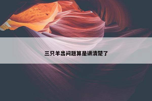 三只羊出问题算是讲清楚了