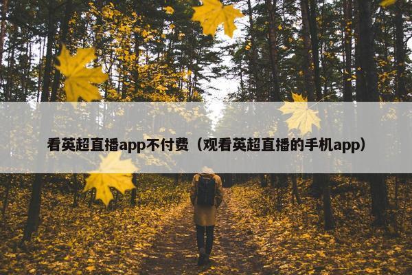 看英超直播app不付费（观看英超直播的手机app）