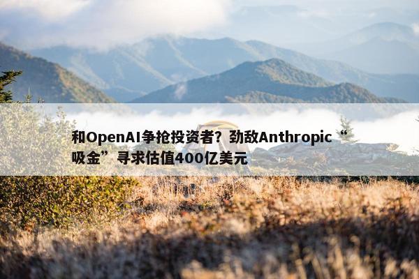 和OpenAI争抢投资者？劲敌Anthropic“吸金”寻求估值400亿美元