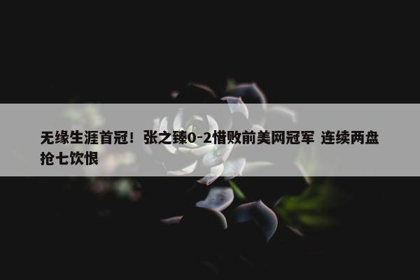 无缘生涯首冠！张之臻0-2惜败前美网冠军 连续两盘抢七饮恨