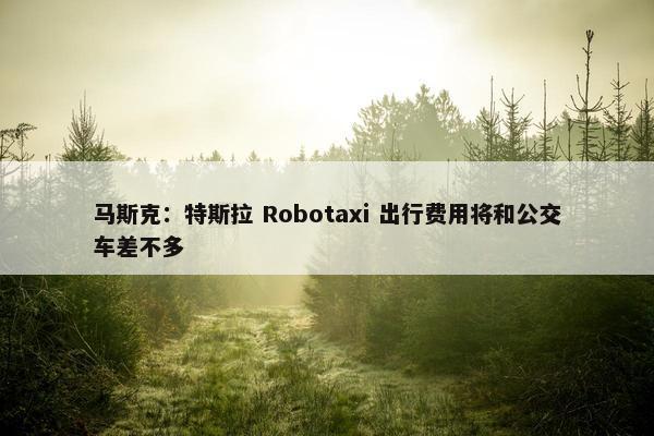 马斯克：特斯拉 Robotaxi 出行费用将和公交车差不多