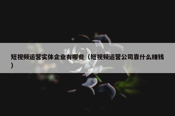 短视频运营实体企业有哪些（短视频运营公司靠什么赚钱）