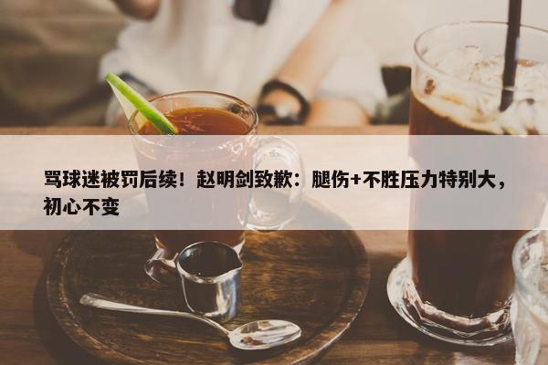 骂球迷被罚后续！赵明剑致歉：腿伤+不胜压力特别大，初心不变