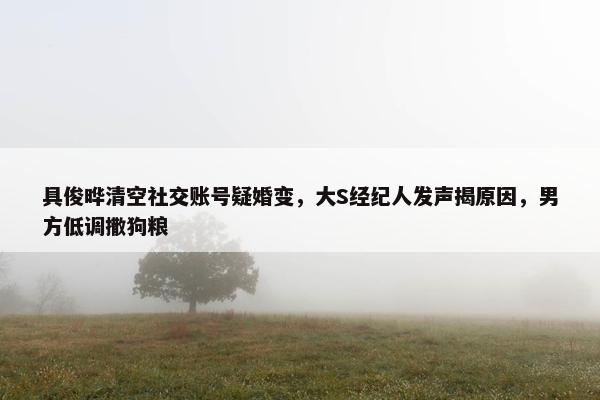 具俊晔清空社交账号疑婚变，大S经纪人发声揭原因，男方低调撒狗粮