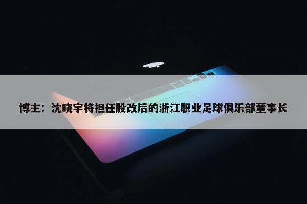 博主：沈晓宇将担任股改后的浙江职业足球俱乐部董事长