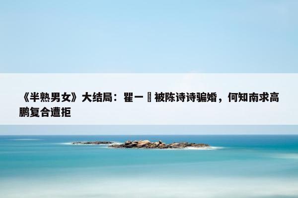 《半熟男女》大结局：瞿一芃被陈诗诗骗婚，何知南求高鹏复合遭拒