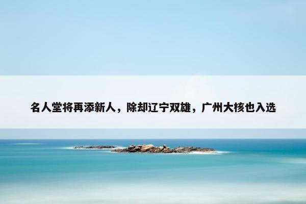 名人堂将再添新人，除却辽宁双雄，广州大核也入选