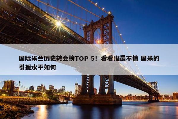 国际米兰历史转会榜TOP 5！看看谁最不值 国米的引援水平如何