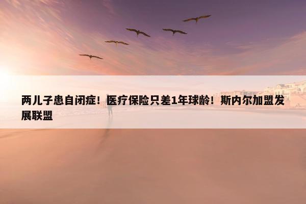 两儿子患自闭症！医疗保险只差1年球龄！斯内尔加盟发展联盟