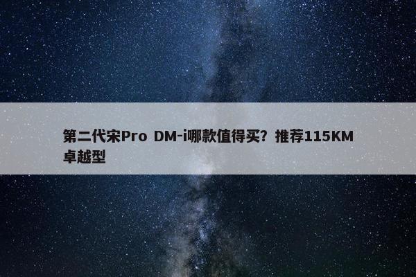 第二代宋Pro DM-i哪款值得买？推荐115KM卓越型