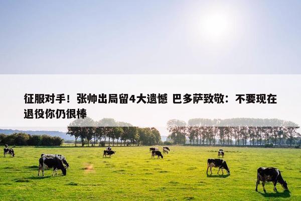 征服对手！张帅出局留4大遗憾 巴多萨致敬：不要现在退役你仍很棒