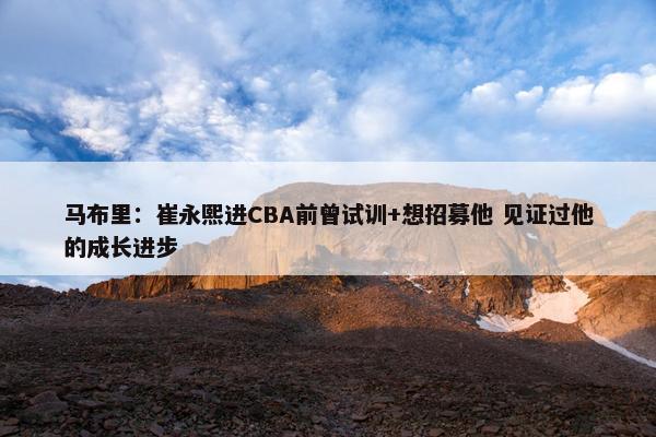 马布里：崔永熙进CBA前曾试训+想招募他 见证过他的成长进步