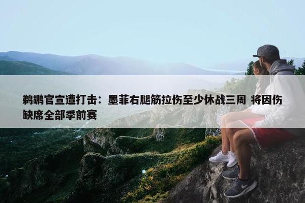 鹈鹕官宣遭打击：墨菲右腿筋拉伤至少休战三周 将因伤缺席全部季前赛