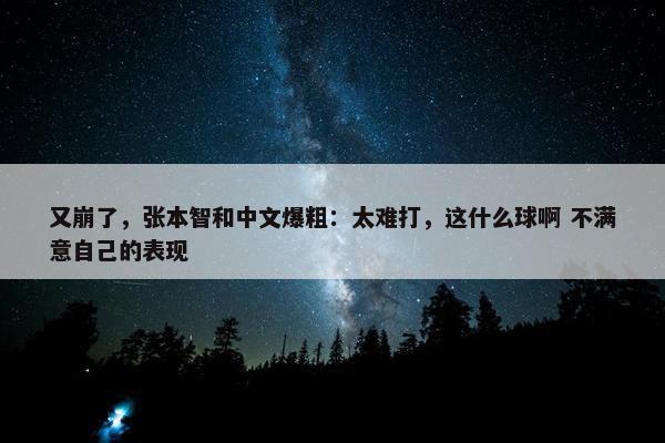 又崩了，张本智和中文爆粗：太难打，这什么球啊 不满意自己的表现