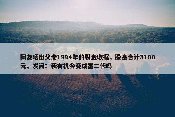 网友晒出父亲1994年的股金收据，股金合计3100元，发问：我有机会变成富二代吗