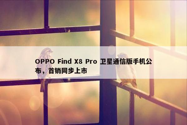 OPPO Find X8 Pro 卫星通信版手机公布，首销同步上市