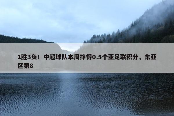 1胜3负！中超球队本周挣得0.5个亚足联积分，东亚区第8