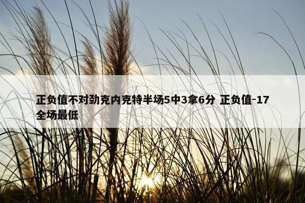 正负值不对劲克内克特半场5中3拿6分 正负值-17全场最低